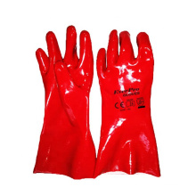 PVC Red Gauntlet Cuff Liquid And Chemical Resistant Heavy Duty Work Work Gloves w